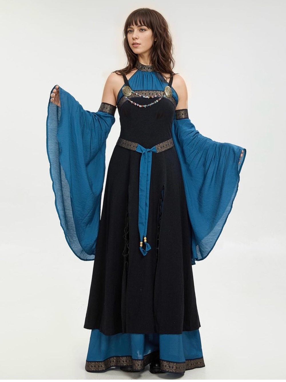 Medieval Renaissance Dress Costume Elf Off Shoulder Belt and Sleeves - Picture 2 of 7